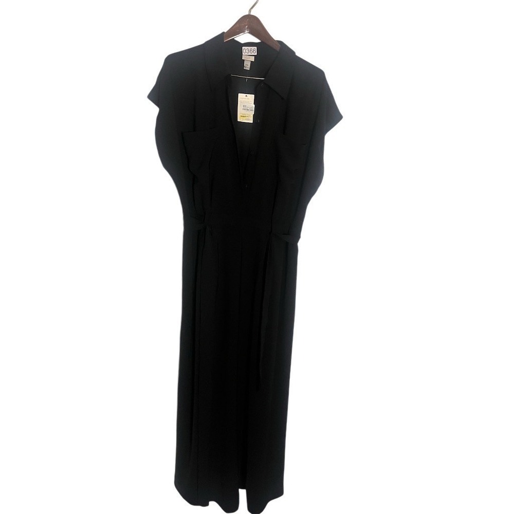 A New Day Shirt Dress‎ Womens 2XL Black Collared Button Front Maxi Long